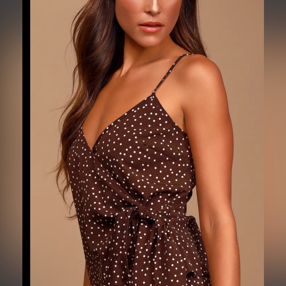 NWT Monteau Los Angeles Polka Dot Peplum Top